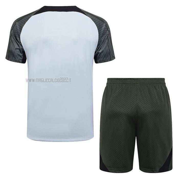 Tuta da Track del FC Barcellona Manga Corta 2023-2024 Grigio - Pantalon Corto